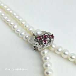 Pärlavkortare för pärlcollier med odlad pärla och rosa stenar