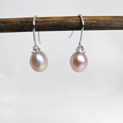 Örhängen silver med cubic zirkon och rosa pärla