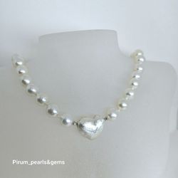 Pärlcollier med SouthSea pärlor 9-10 mm vita