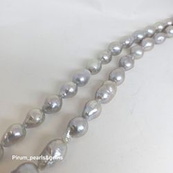 Silvergrå metallic droppformade pärlor 8-11 mm