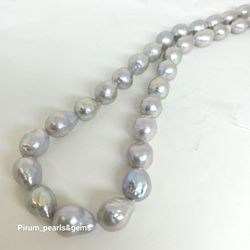 Silvergrå metallic droppformade pärlor 8-11 mm