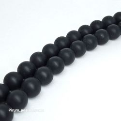 Matt svart onyx rund 12 mm