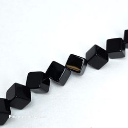 Blank svart onyx fyrkanter diagonalslipade 8x8 mm
