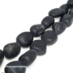 Matt svart onyx trumlade ca 15x15 mm