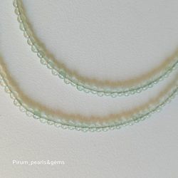 Halsband med runda 2 mm akvamarin