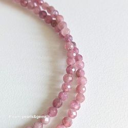 Halsband med fasettslipad 3 mm rosa turmalin