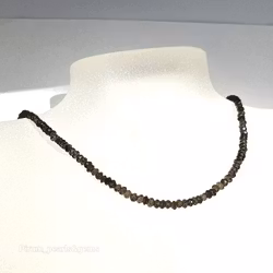 Halsband med fasettslipad 4 mm rökfärgad kvarts i bruna toner