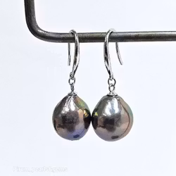 Stora blå-gröna barocka pärlor på nickelfri silverkrok