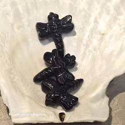 Trollslända svart onyx ca 15x25 mm