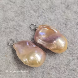 Rosa stor barock pärla 15x22 mm på silverögla