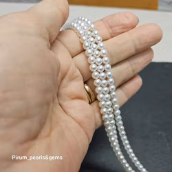 Superfina vita runda pärlor 5-5,5 mm