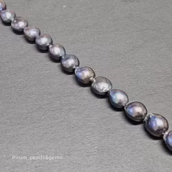 Blå-gröna semirunda pärlor 10-12 mm