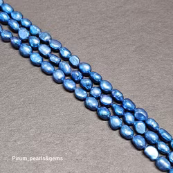 Klarblå ovala pärlor 6-7 mm