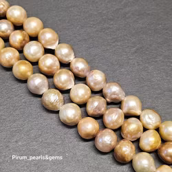 Rosa-guld metallic naturfärgade pärlor 11-13 mm