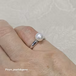 Silverring med vit odlad pärla