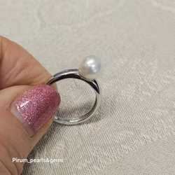 Silverring med vit odlad pärla