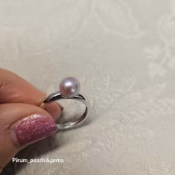 Silverring med rosa odlad pärla