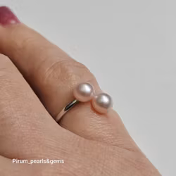 Silverring med två rosa pärlor