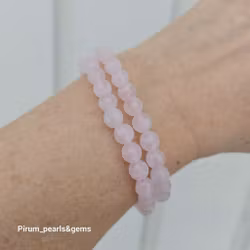 Rosenkvarts resårarmband med silver