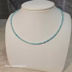Halsband med fasettslipad 3 mm turkos amazonit