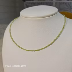 Halsband med fasettslipad 3 mm peridot