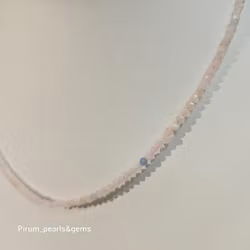 Halsband med 2 mm fasettslipad rosa morganit
