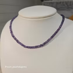 Halsband med fasettslipad 4-5 mm ametist