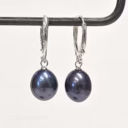 Blå stora pärlörhängen med låsbar krok