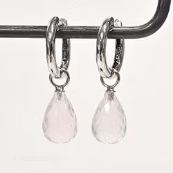 Rosen kvarts droppe på silverögla