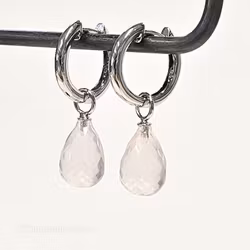 Rosen kvarts droppe på silverögla