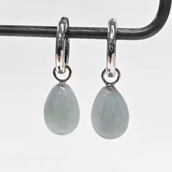 Akvamarin platt droppe på silverögla