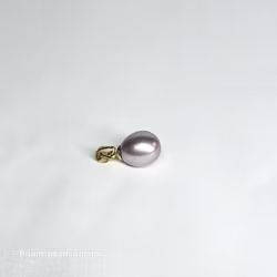 Pärldroppe silvergrå 9x12 mm med stor ögla i silver