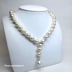 Halsband med vita pärlor 10-11 mm extra långt med flyttbart lås