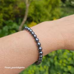 Armband med runda 6 mm hematit