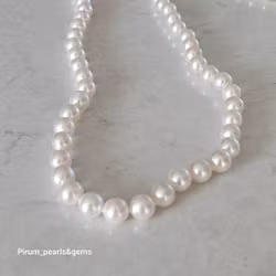 Pärlcollier med 7 mm vita japanska akoya pärlor