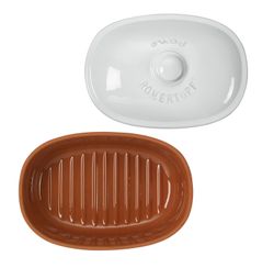 Römertopf Brödburk Brödskrin i keramik lera Medi Oval 30 cm Vit