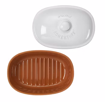 Römertopf Brödburk Brödskrin i keramik lera Medi Oval 30 cm Vit