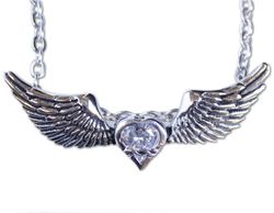 Halsband Heart/wings/white stone