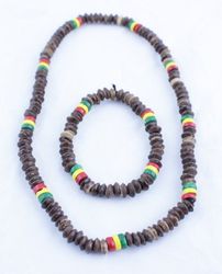 Smyckesset Rasta bruna träkulor