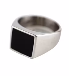 Black square signet ring