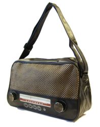 Axelväska Vintageradio stor svart