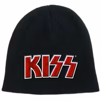 KISS Unisex Beanie Hat: Red on White Logo