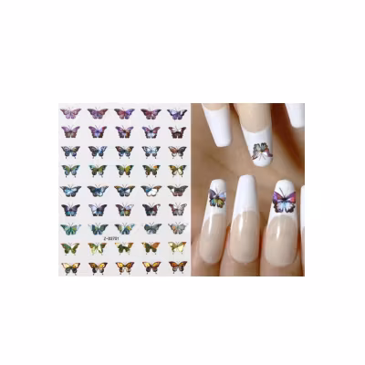 Nail Art Sticker - Laser 3D Bronzing Butterfly Design D3701