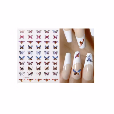 Nail Art Sticker - Laser 3D Bronzing Butterfly Design D3704