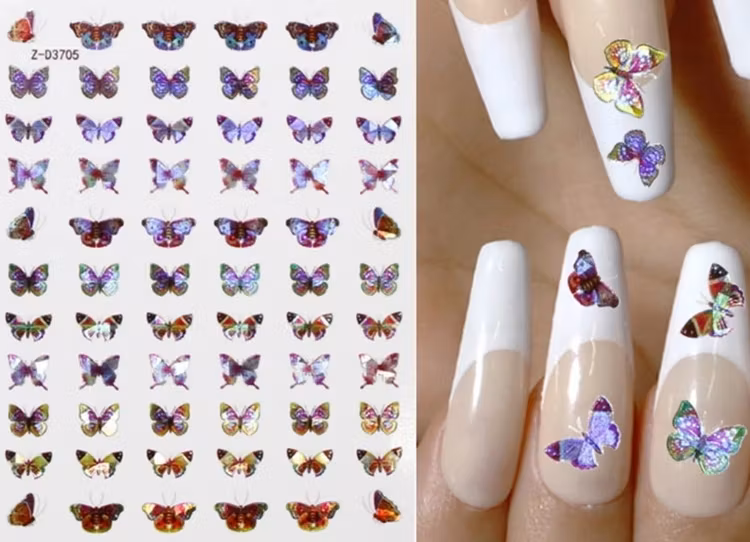 Nail Art Sticker - Laser 3D Bronzing Butterfly Design D3705