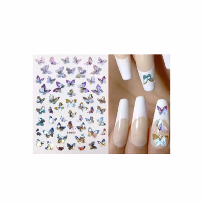 Nail Art Sticker - Laser 3D Bronzing Butterfly Design D3707