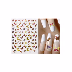 Nail Art Sticker - Laser 3D Bronzing Butterfly Design D3708