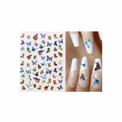 Nail Art Sticker - Laser 3D Bronzing Butterfly Design D3712