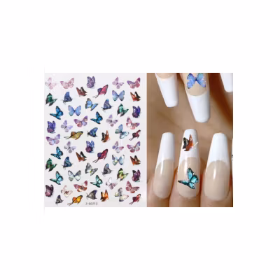 Nail Art Sticker - Laser 3D Bronzing Butterfly Design D3713