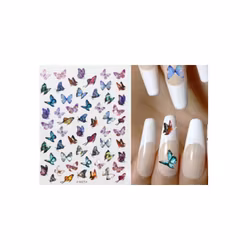 Nail Art Sticker - Laser 3D Bronzing Butterfly Design D3713